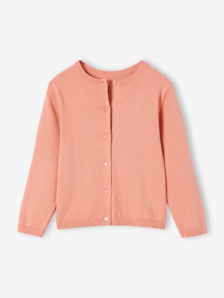 Fine Knit Basics Cardigan for Girls almond green+blush+emerald green+marl grey+navy blue+peach+sky blue 