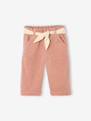 Baby-Wide Trousers in Corduroy with Flowers Belt for Babies