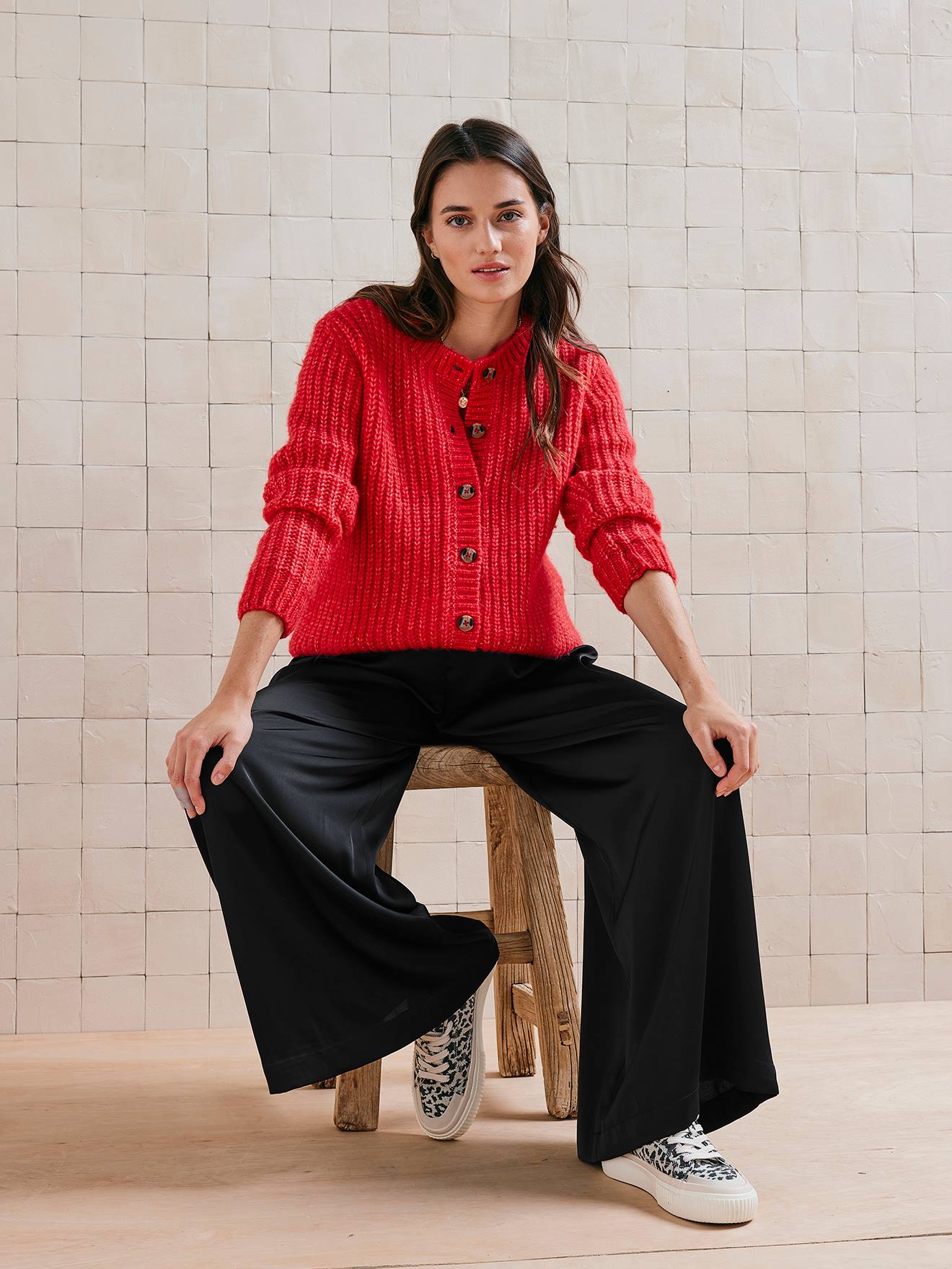 Wide Leg Trousers with Satiny-Effect