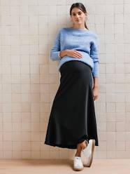 Maternity-Long Sateen Skirt for Maternity