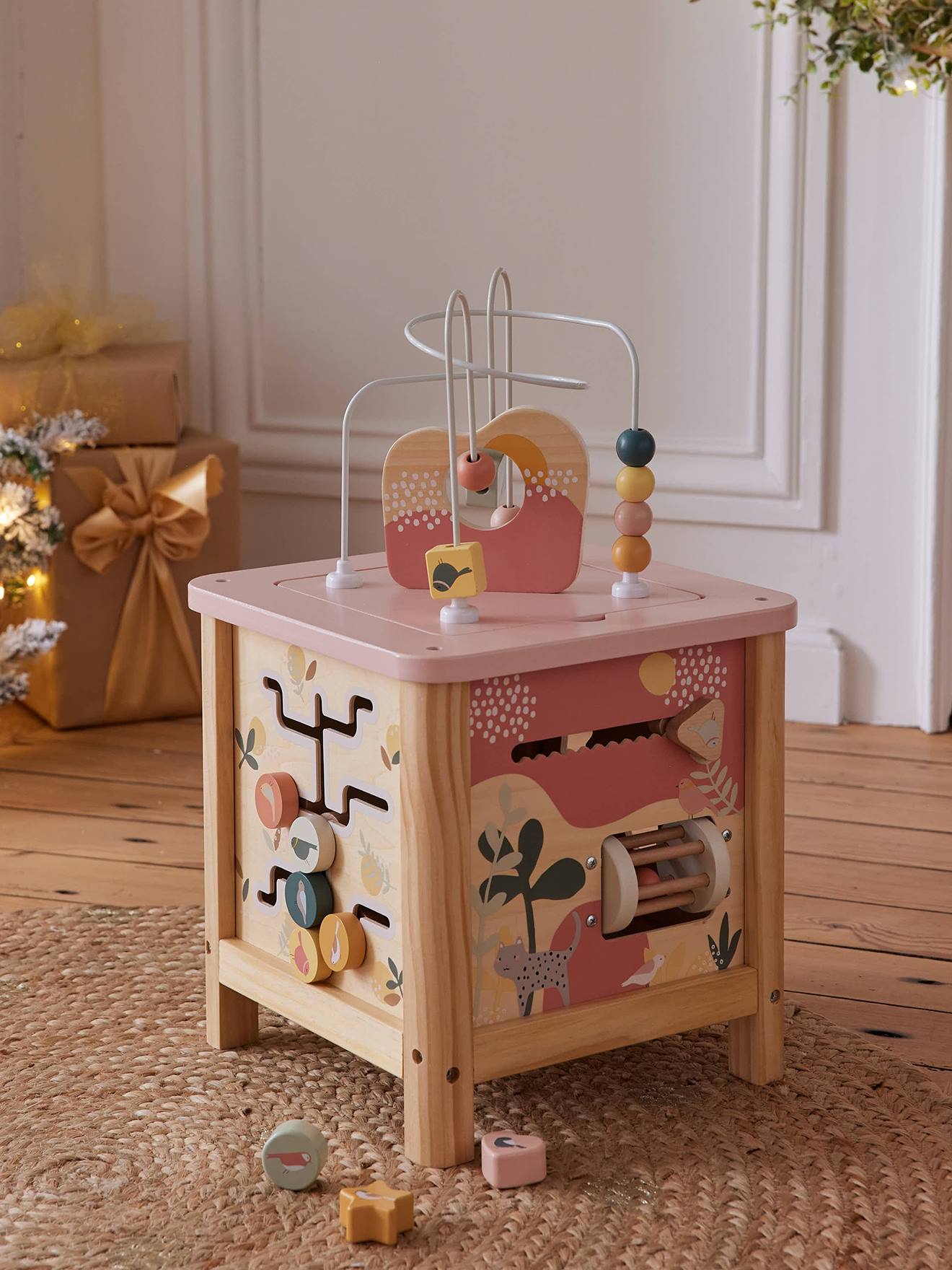 Big Wooden Activity Cube - FSC® Certified rose