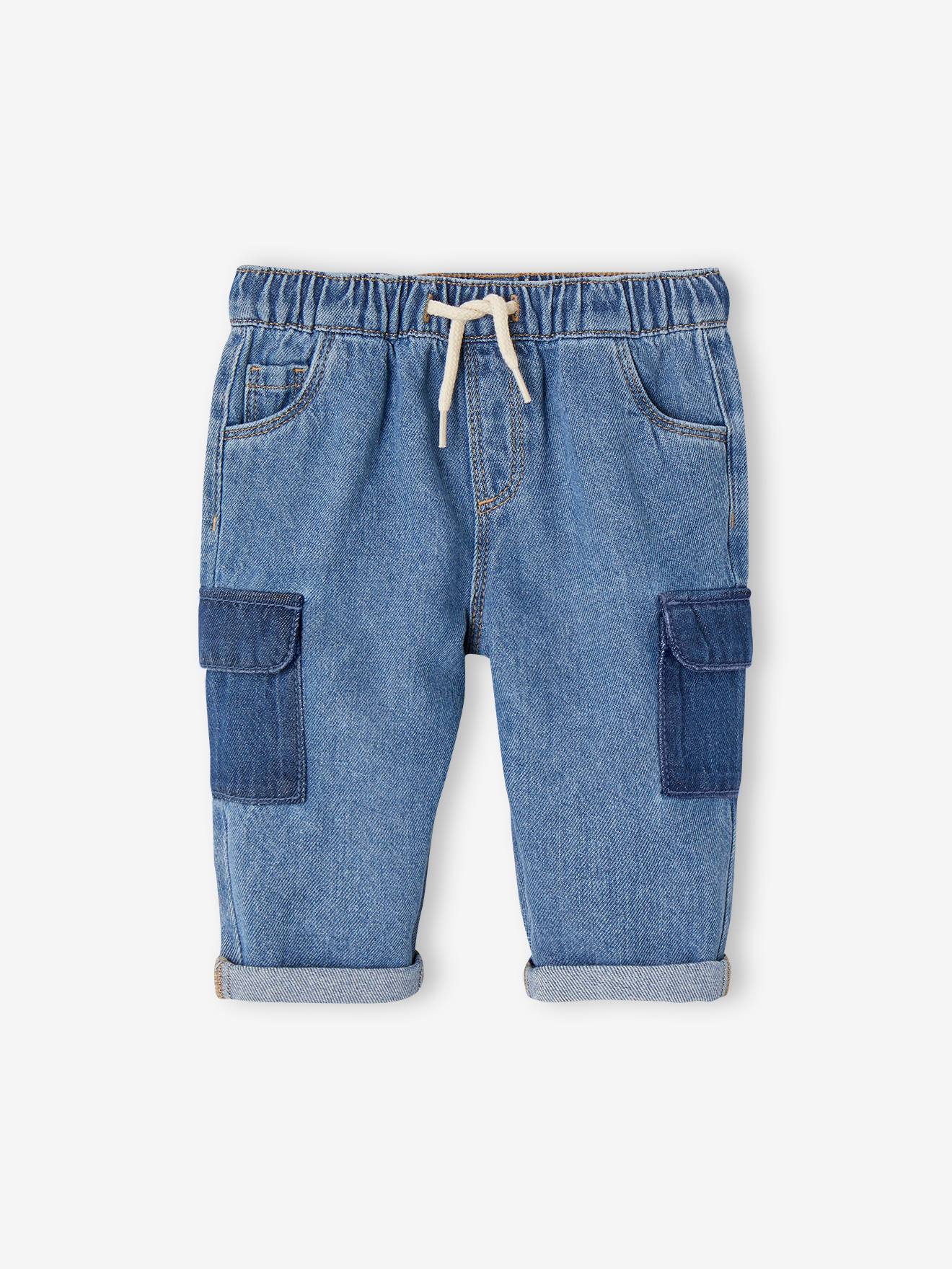 Cargo-Type Jeans with Contrasting Pockets