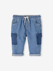 Baby-Cargo-Type Jeans with Contrasting Pockets, for Babies