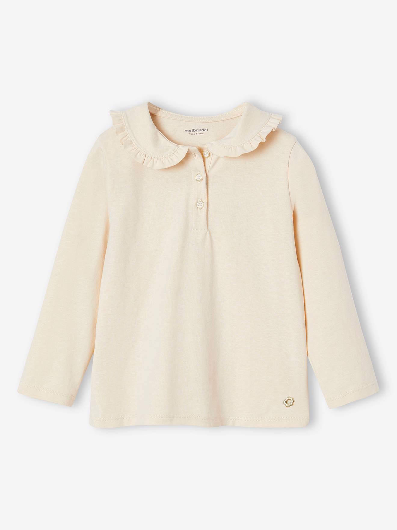 Long Sleeve Top with Ruffled Peter Pan Collar