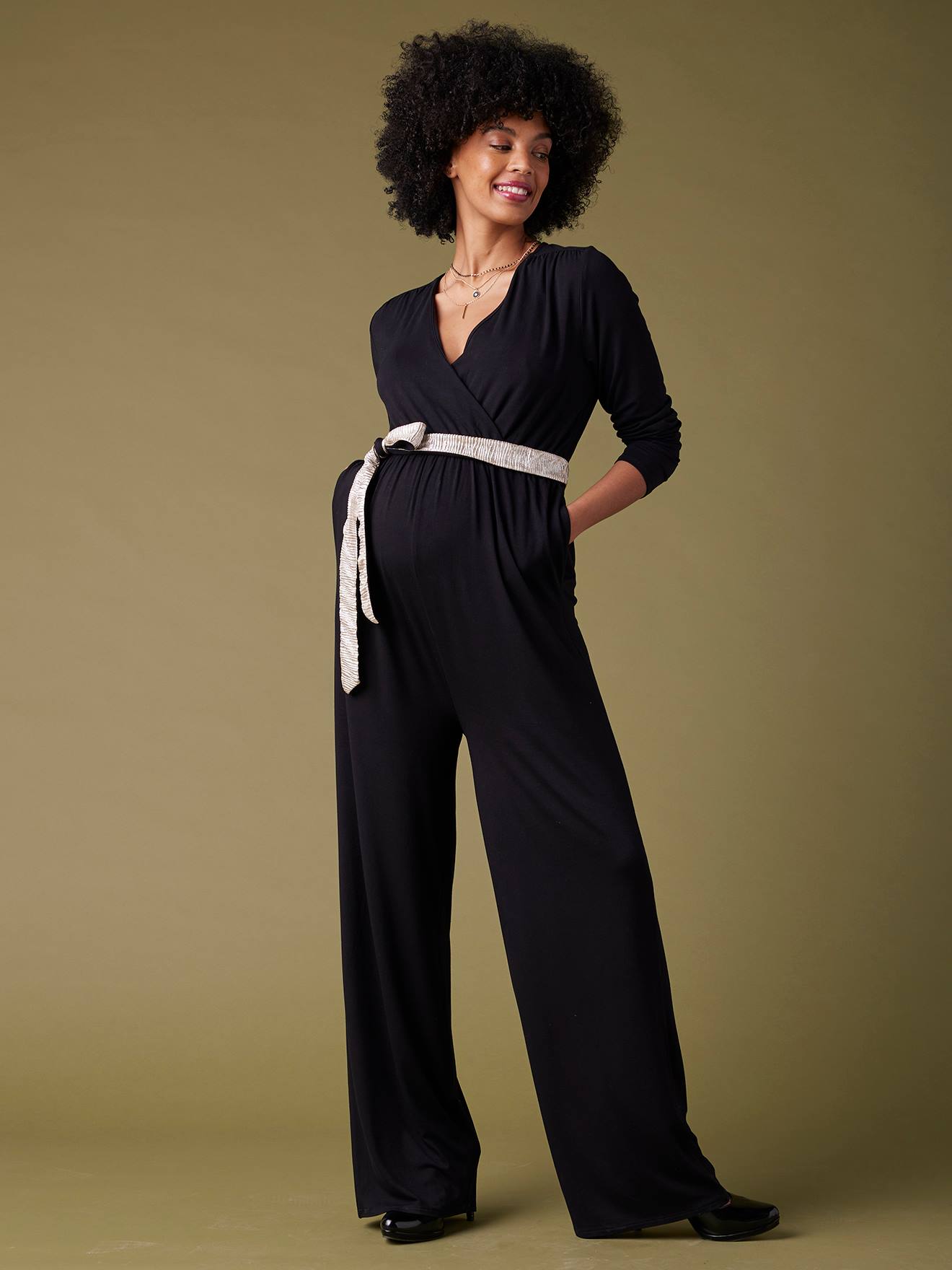 Wide Maternity & Nursing Special Jumpsuit, Reversible Belt, ENVIE