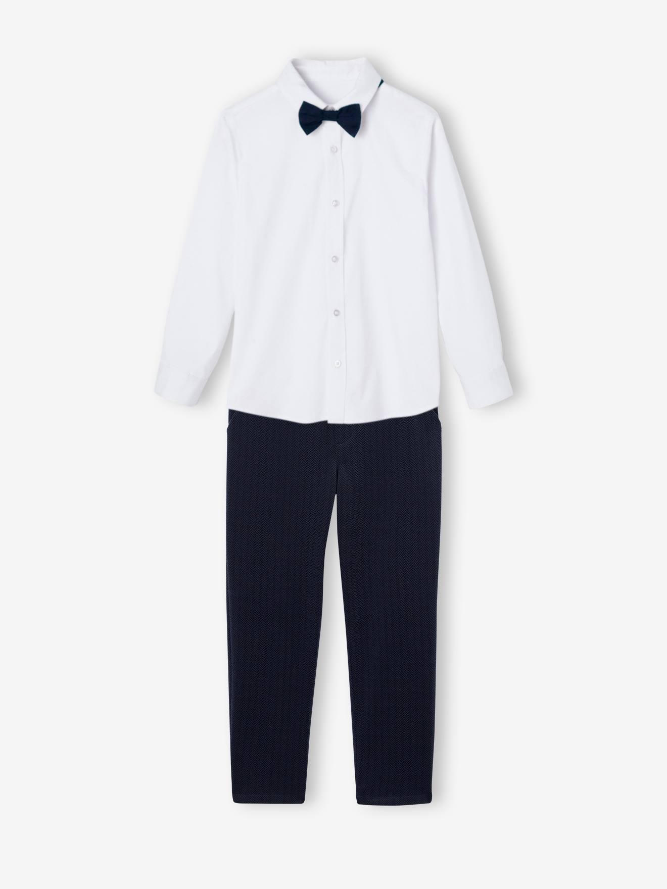 Christmas Special Shirt + Herringbone Trousers + Bow Tie Ensemble