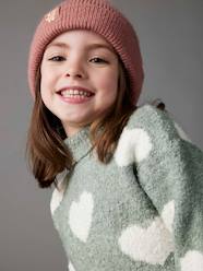 Girls-Polo Neck Jumper in Fuzzy Knit with Maxi Motifs for Girls