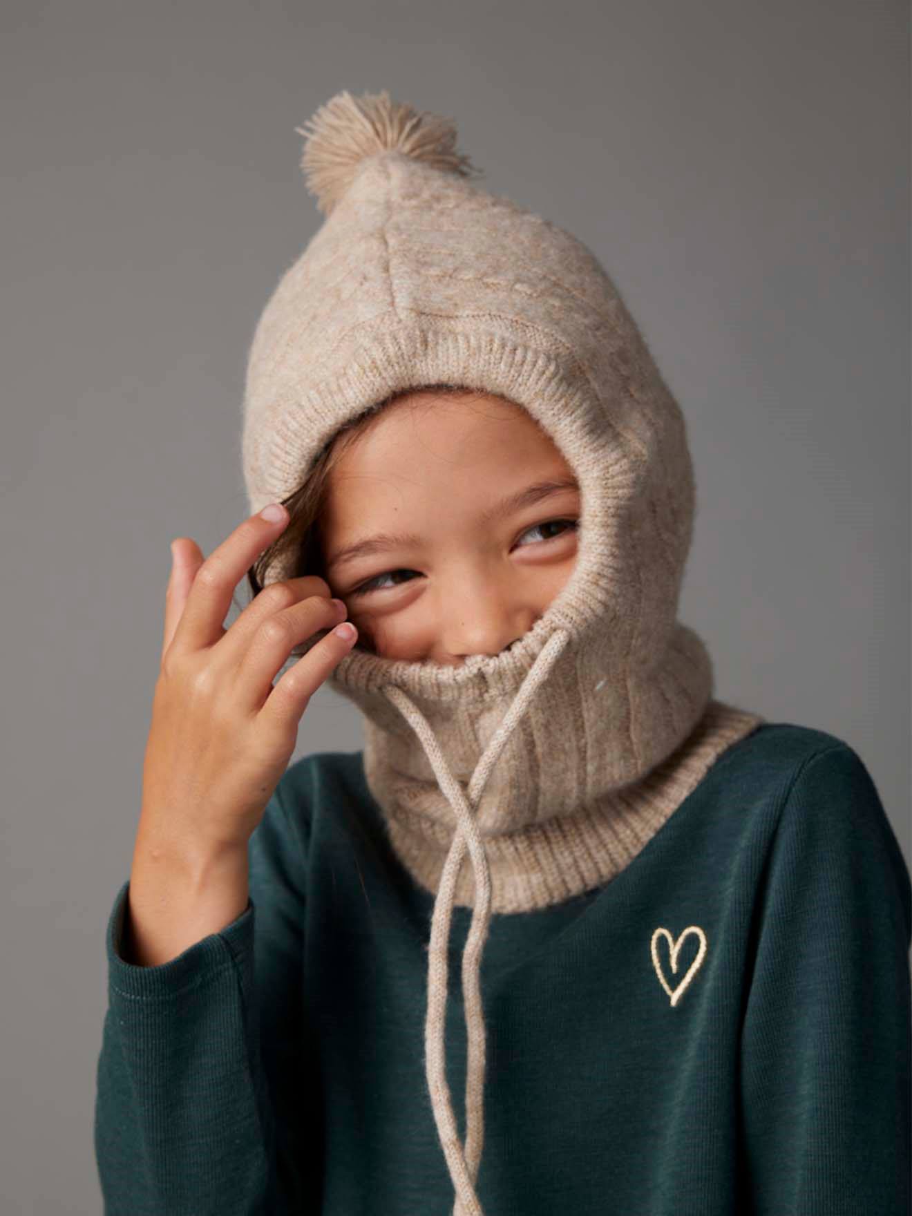 Cable Knit Hood for Girls - marl beige, Girls | Vertbaudet
