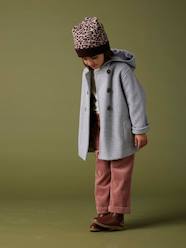 Girls-Coats & Jackets-Hooded Jacket in Flannel-Effect Woollen Fabric, for Girls