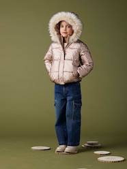 Girls-Coats & Jackets-Padded Jacket with Hood & Polar Fleece Lining for Girls