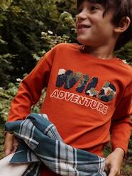 Boys-Tops-T-Shirt with Wild Motif in Bouclé Knit for Boys