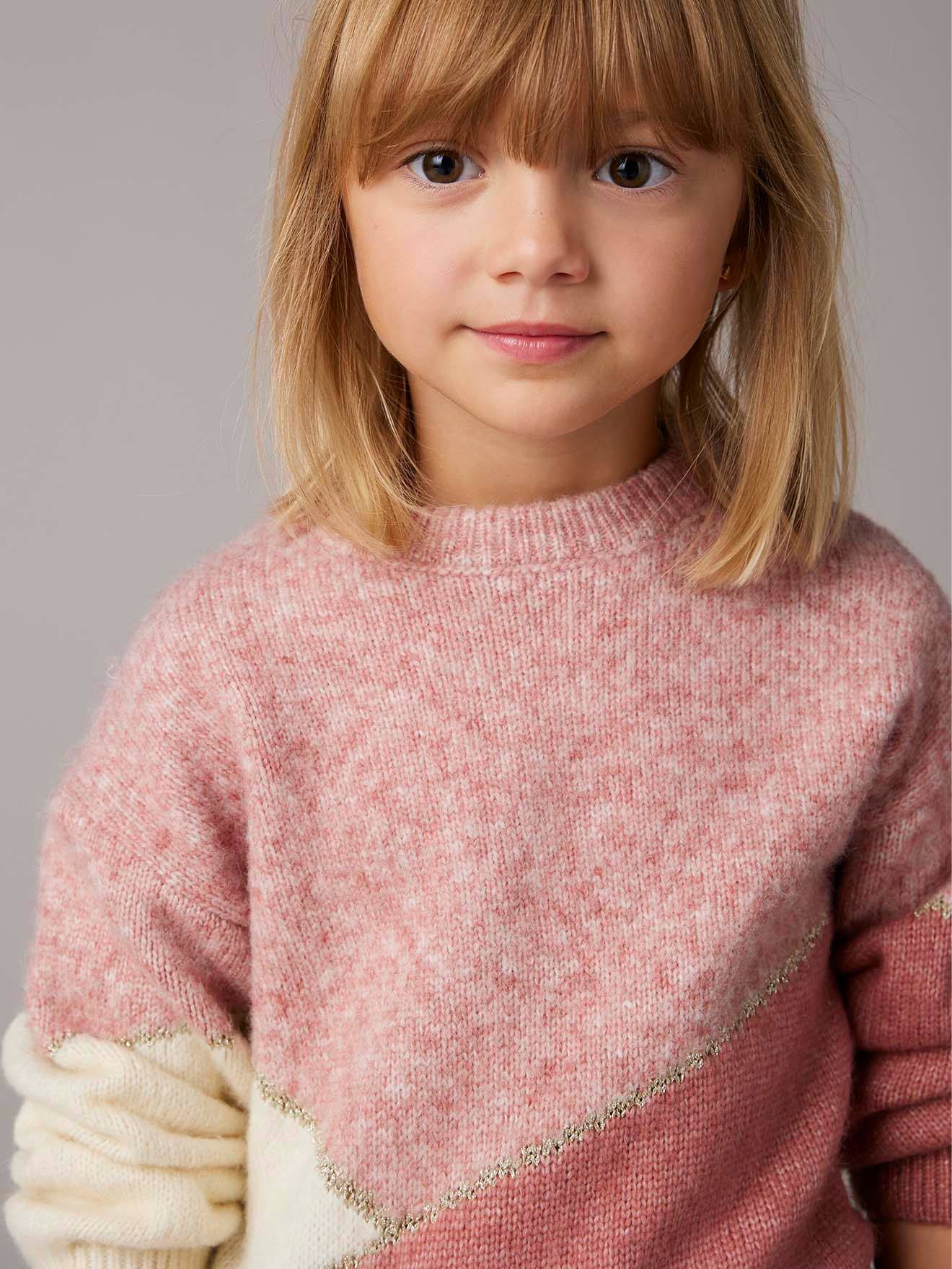 Colourblock Jumper for Girls - rosy, Girls | Vertbaudet