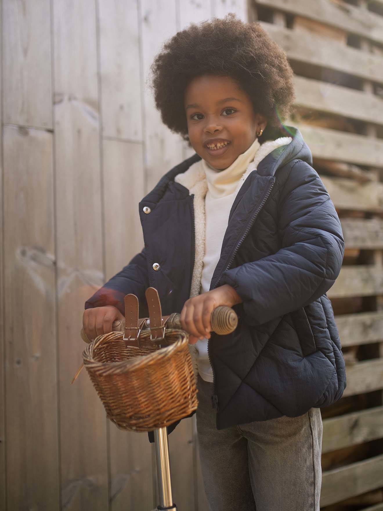 Padded Coat with Hood & Sherpa Lining