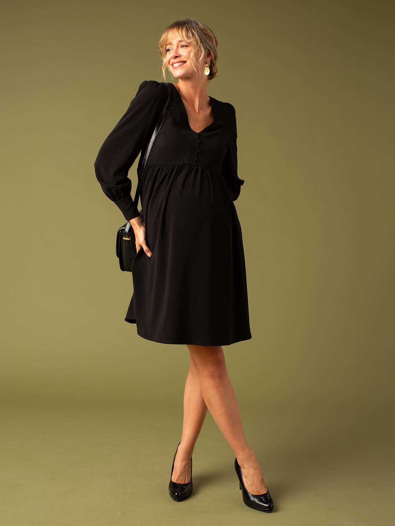 Crepe Dress with Lace Back for Maternity