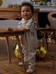 Baby-Shimmery Festive Jumpsuit with Ruffles for Baby Girls