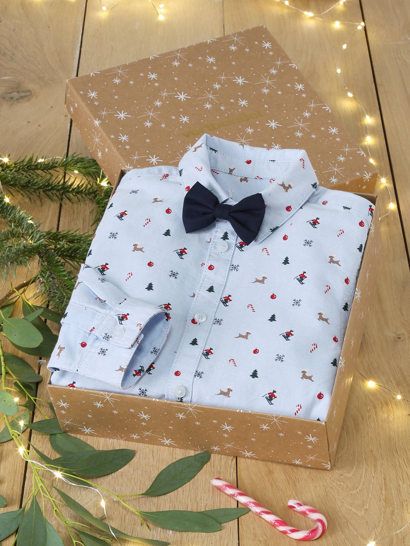 Christmas Gift Box with Printed Shirt & Bow Tie