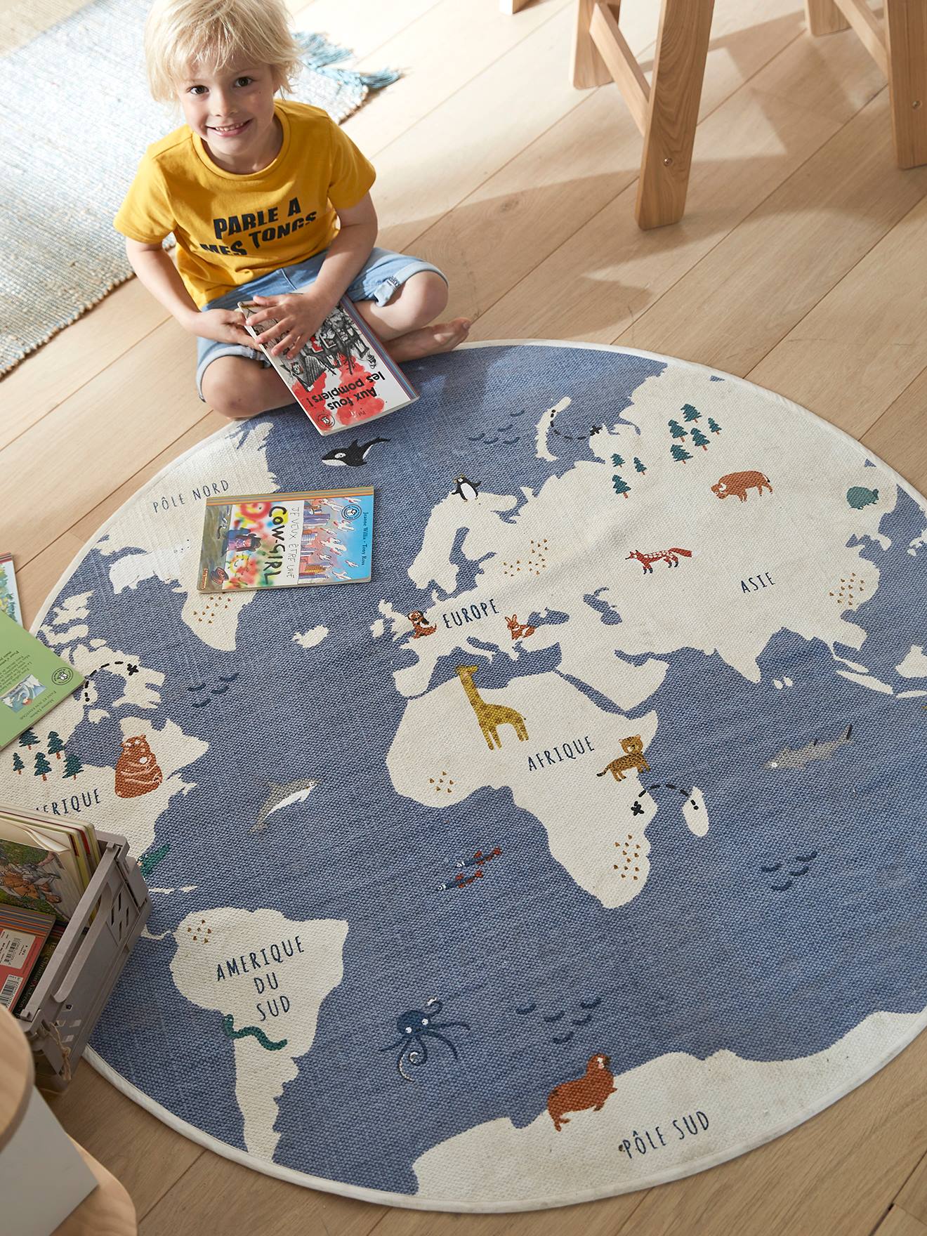 Round World Map Rug