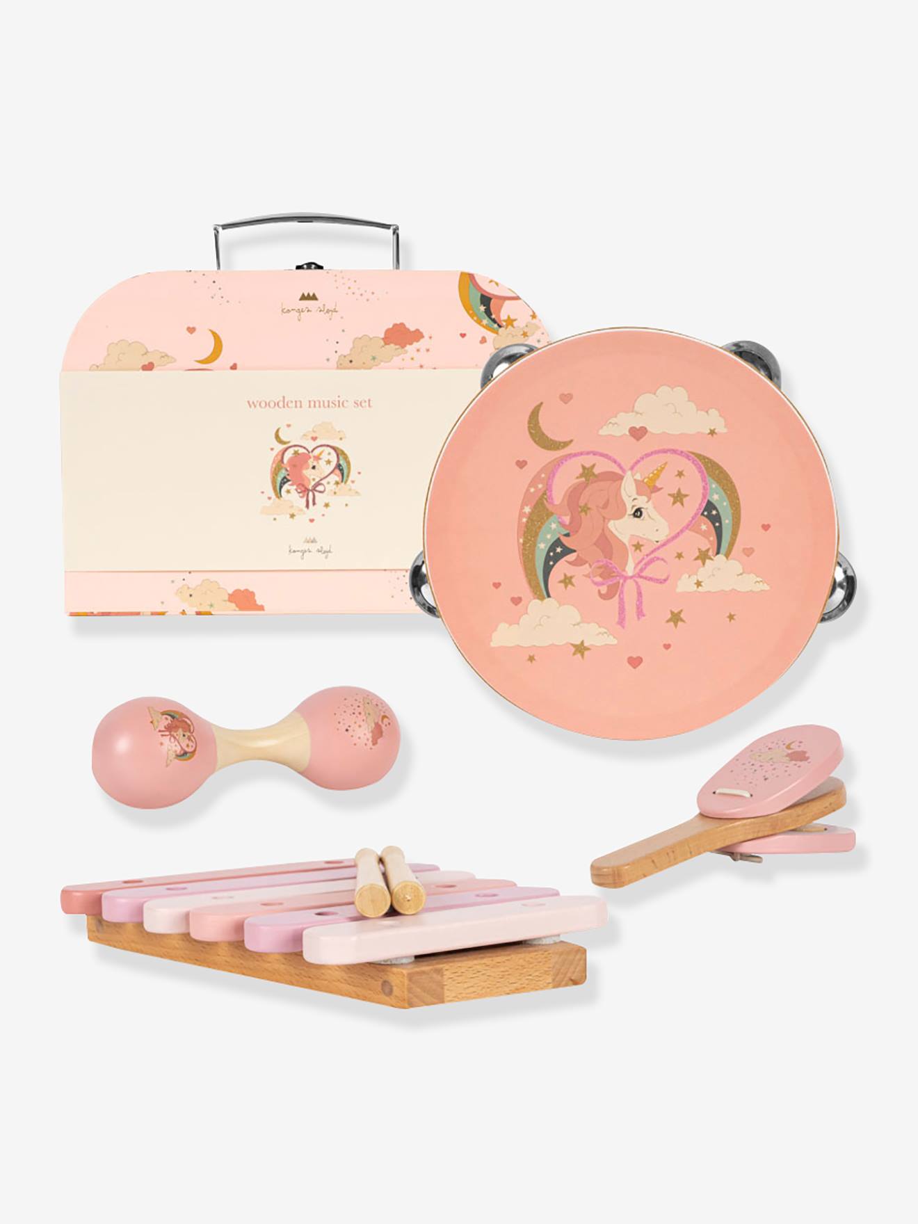Wooden musical set + KONGES SLOJD carrying case rose