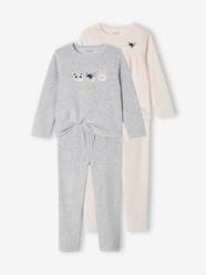 -Pack of 2 Velour Pyjamas, Animals, for Girls