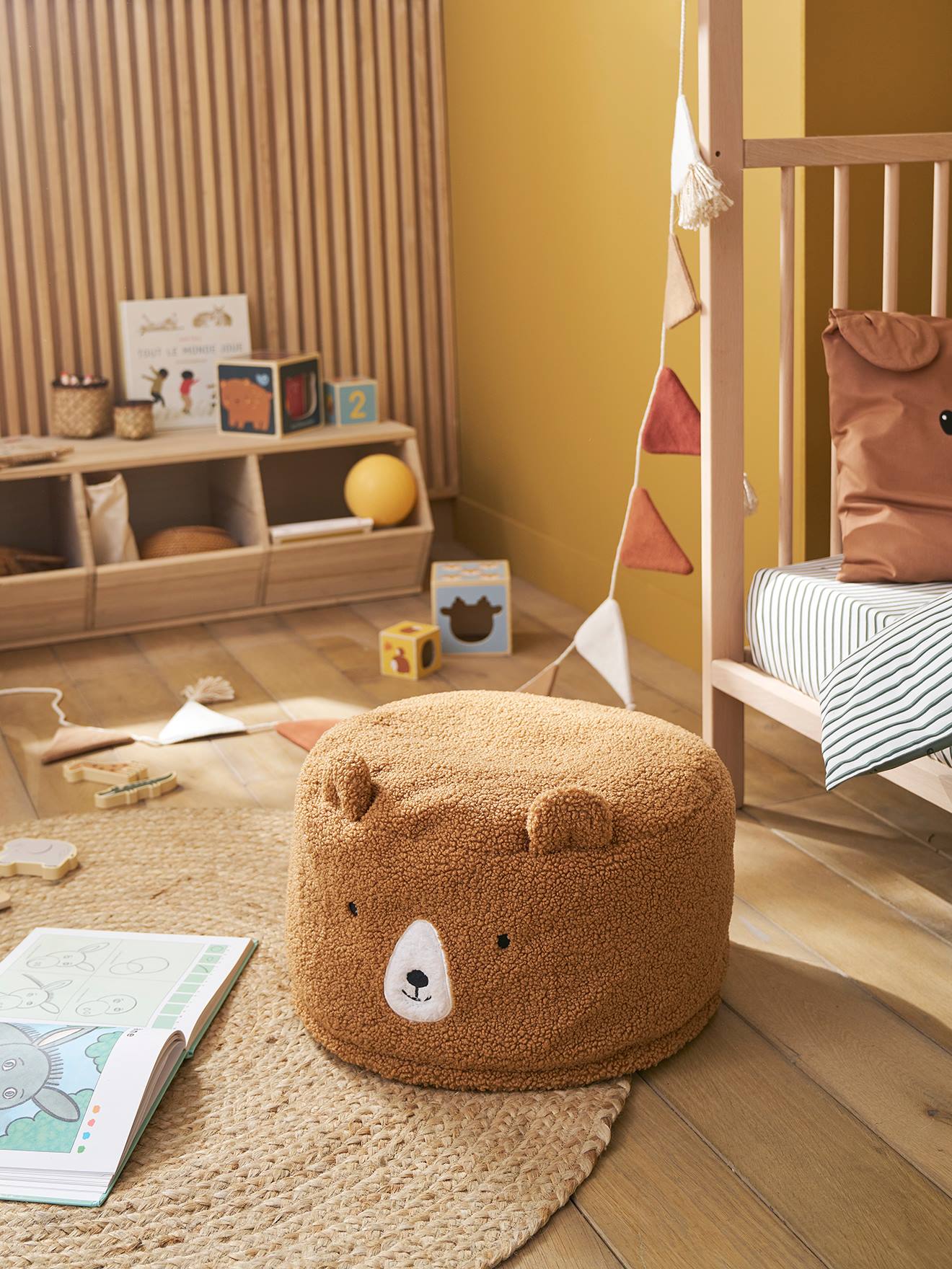 Sherpa Bear Child Bean Bag   camel
