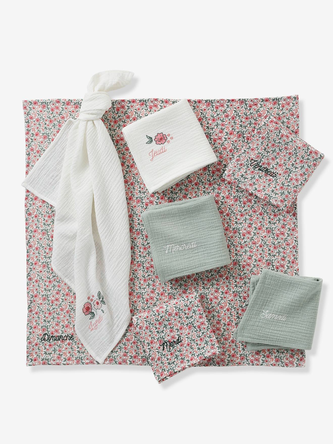 Weekday Box Set with 7 Muslin Squares in Organic Cotton Gauze set