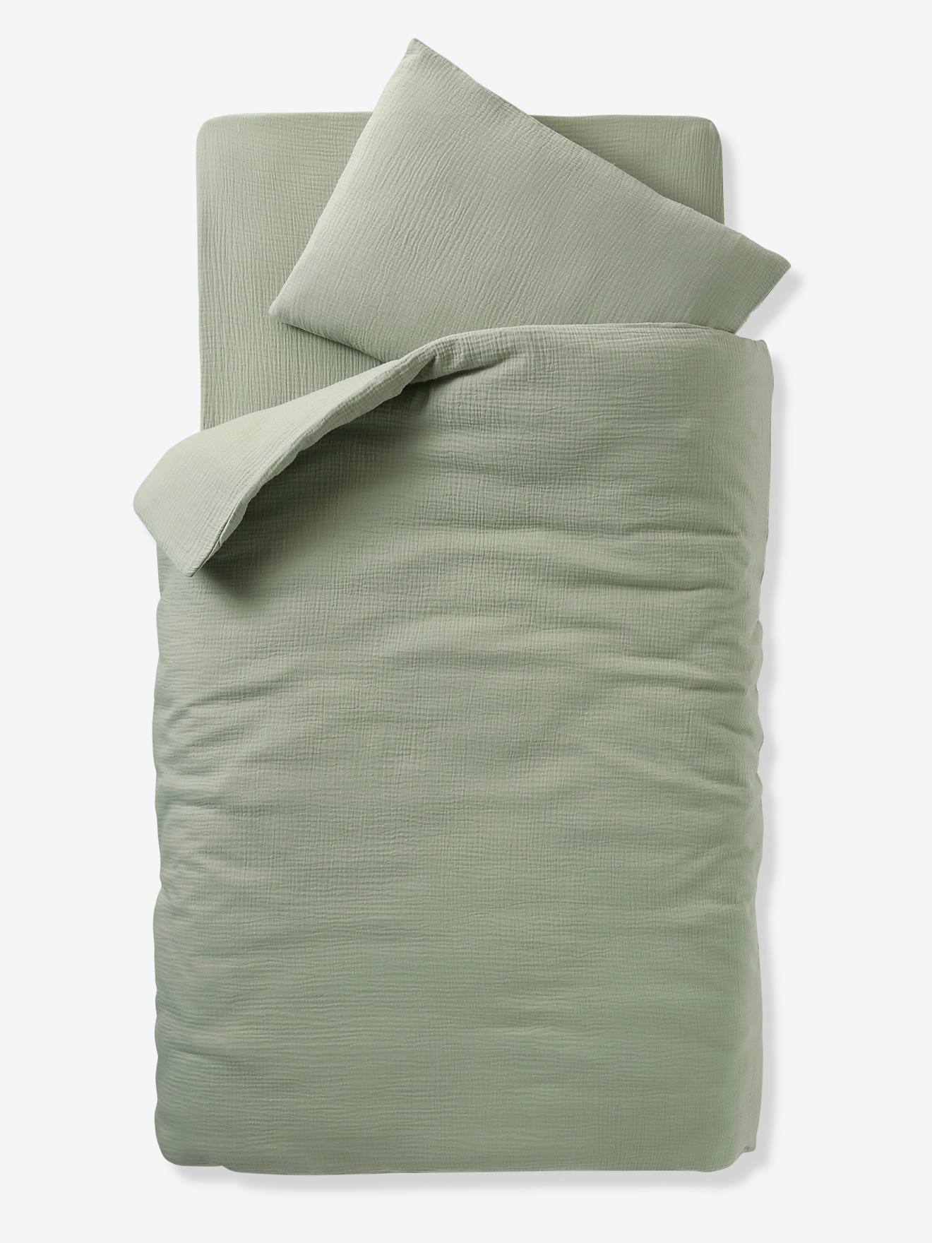 Plain Duvet Cover + Pillowcase Set in Organic Cotton Gauze