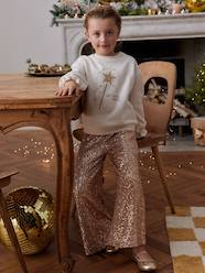 Girls-Trousers-Wide-Leg Trousers with Christmas Sequins for Girls