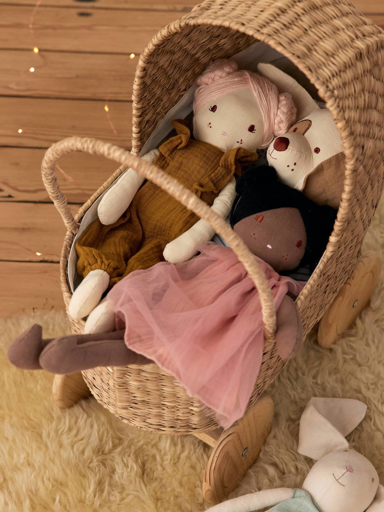 Wicker Pram for Dolls white Toys Vertbaudet