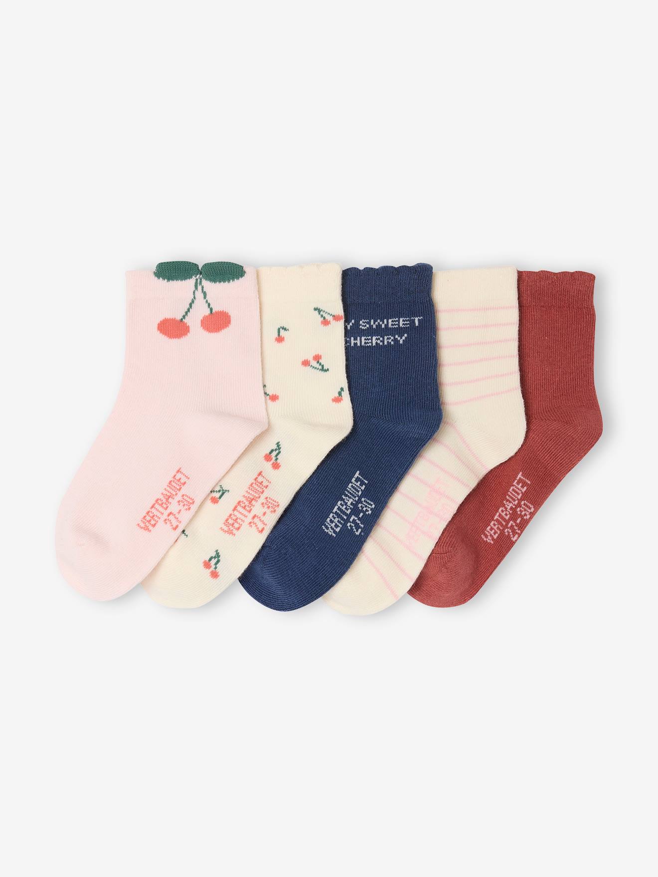 5 Pairs of Cherry Ankle Socks For Girls