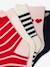 Pack of 5 Pairs of Ankle Socks with Heart Motifs for Girls red 