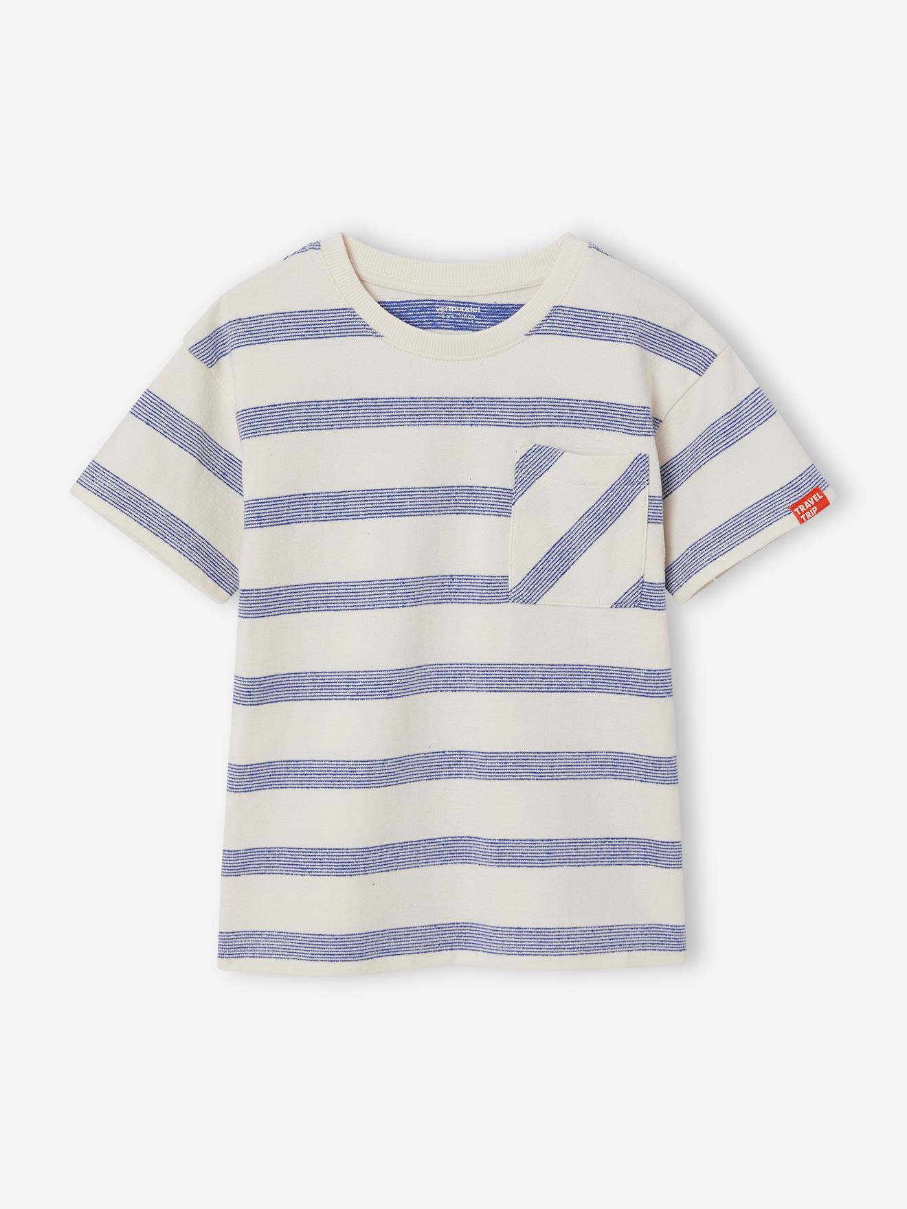 Boy's thick waffle-effect T-shirt striped