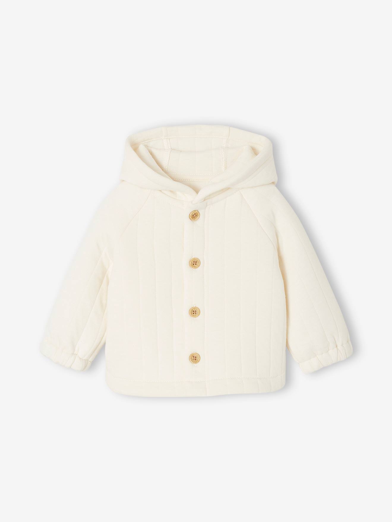 Hooded quilted fleece cardigan