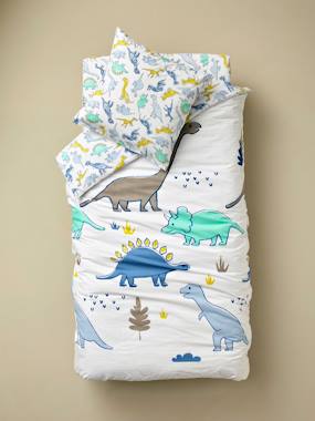 Image of Children's Duvet Cover + Pillowcase Set, Dinomania Theme white