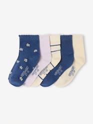 Girls-Pack of 5 Pairs of Ankle Socks for Girls