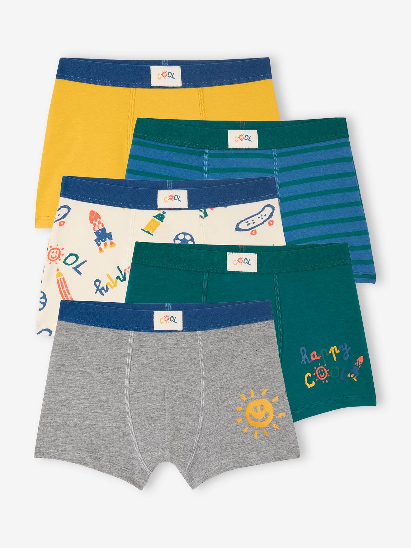 5 pack of boys' stretch COOL boxer shorts royal