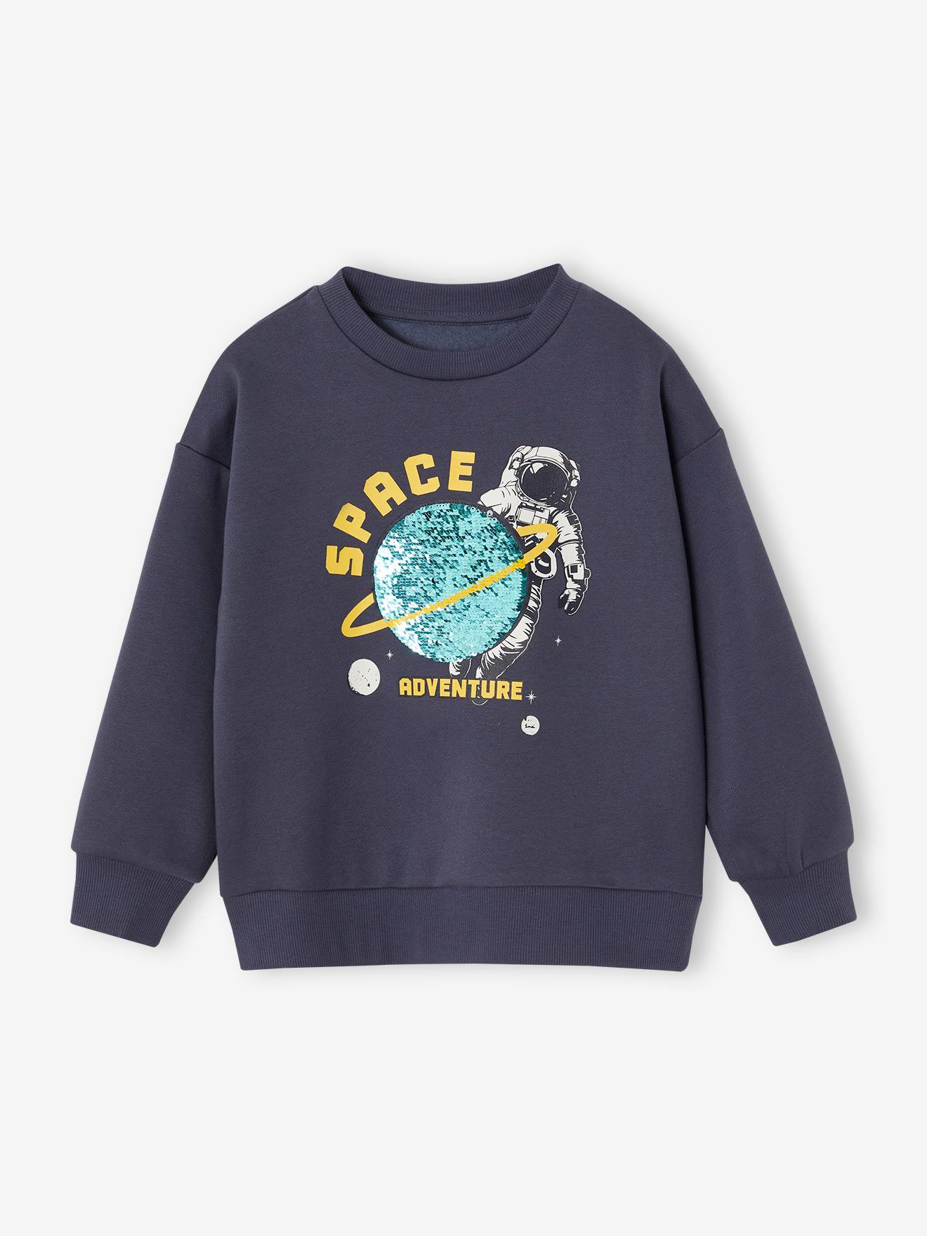 Reversible sequin boys' sweatshirt slate