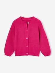 Girls-Cardigans, Jumpers & Sweatshirts-Cardigans-Striped Cardigan in Shimmery Rib Knit for Girls