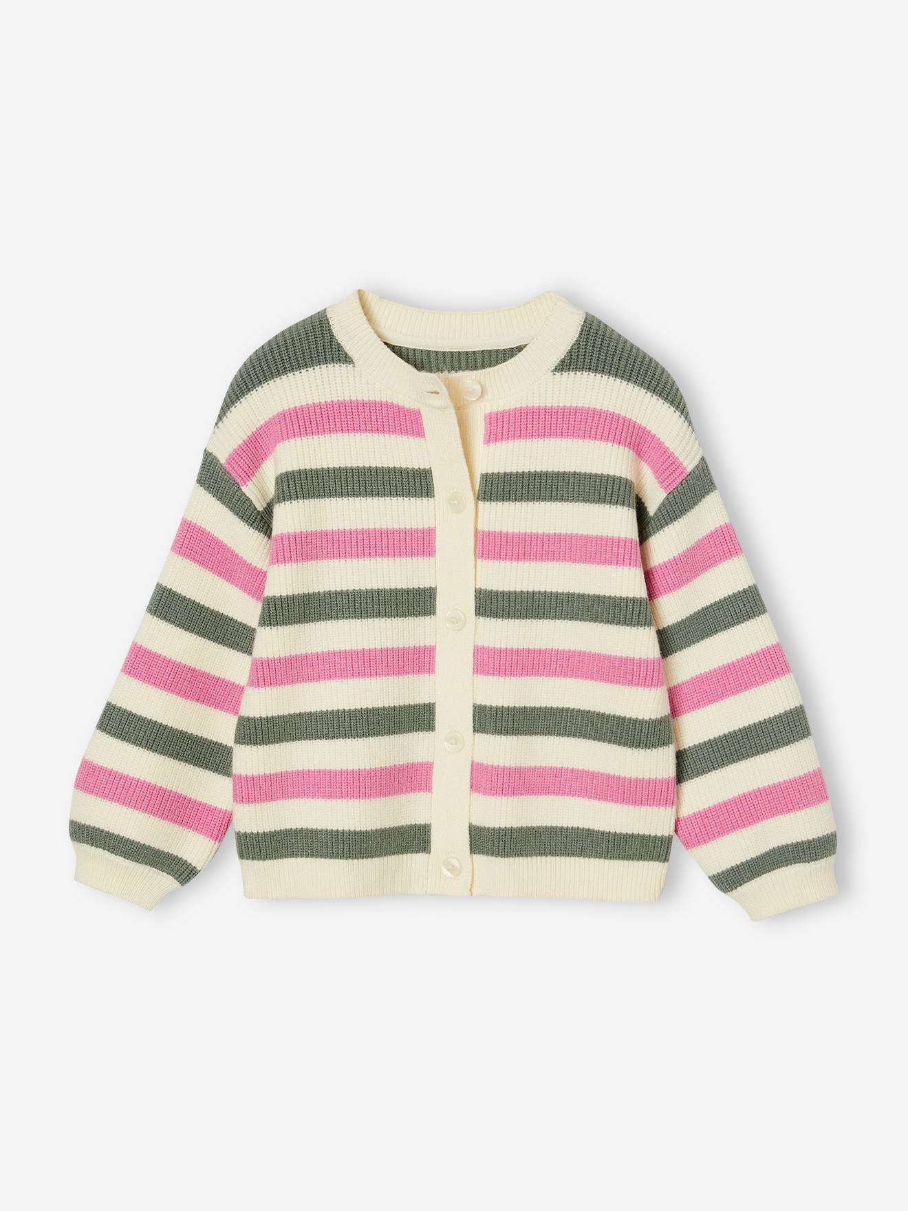 Striped Cardigan in Shimmery Rib Knit