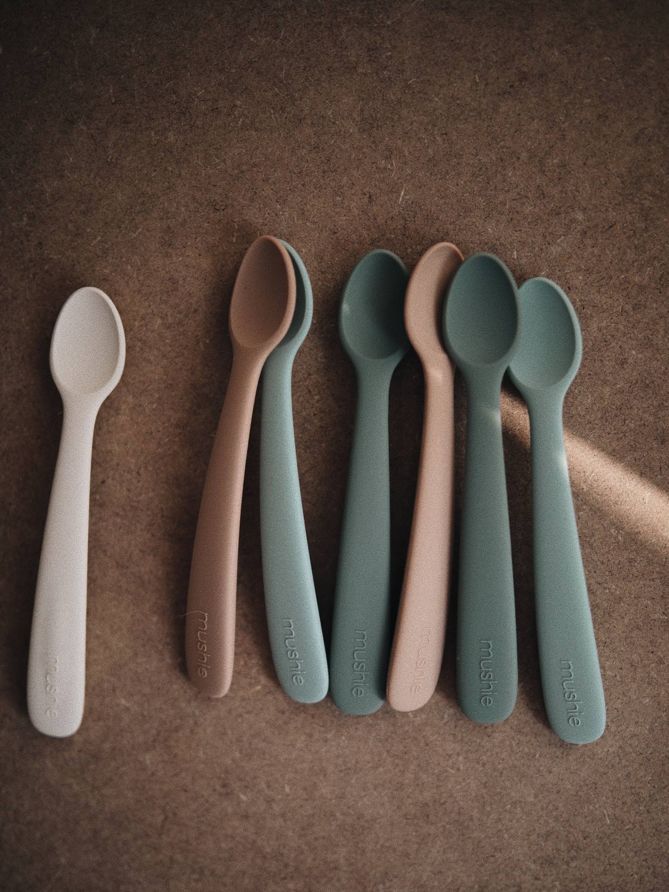 Pack of Two 1st Stage Spoons in Silicone by MUSHIE rose