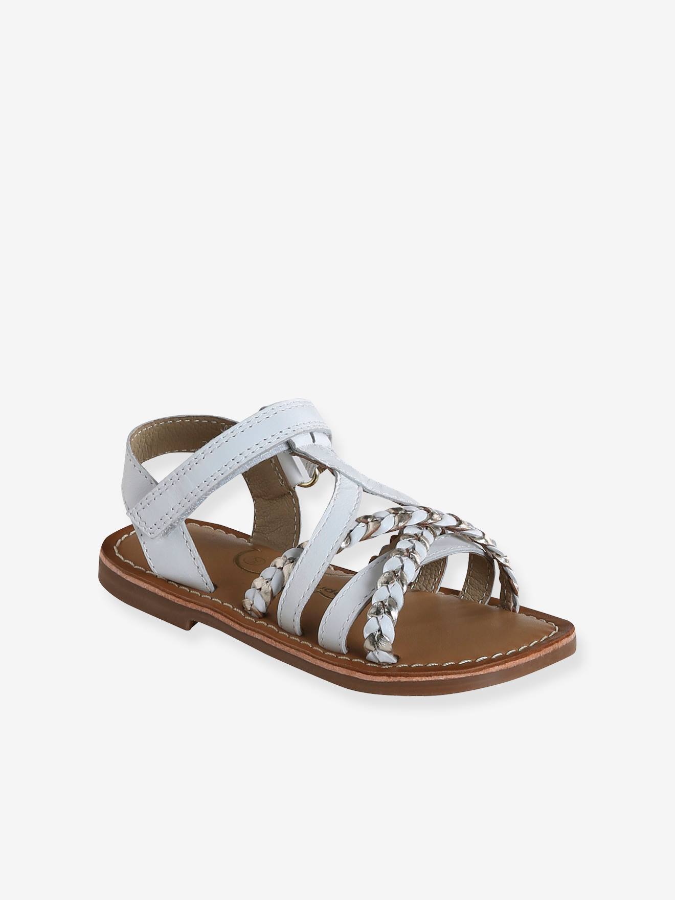 Leather Sandals with Hook-&-Loop Fastening