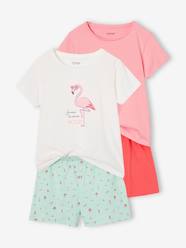 Girls-Pack of 2 Pyjamas, 1 Rainbow + 1 Pink Flamingo, for Girls