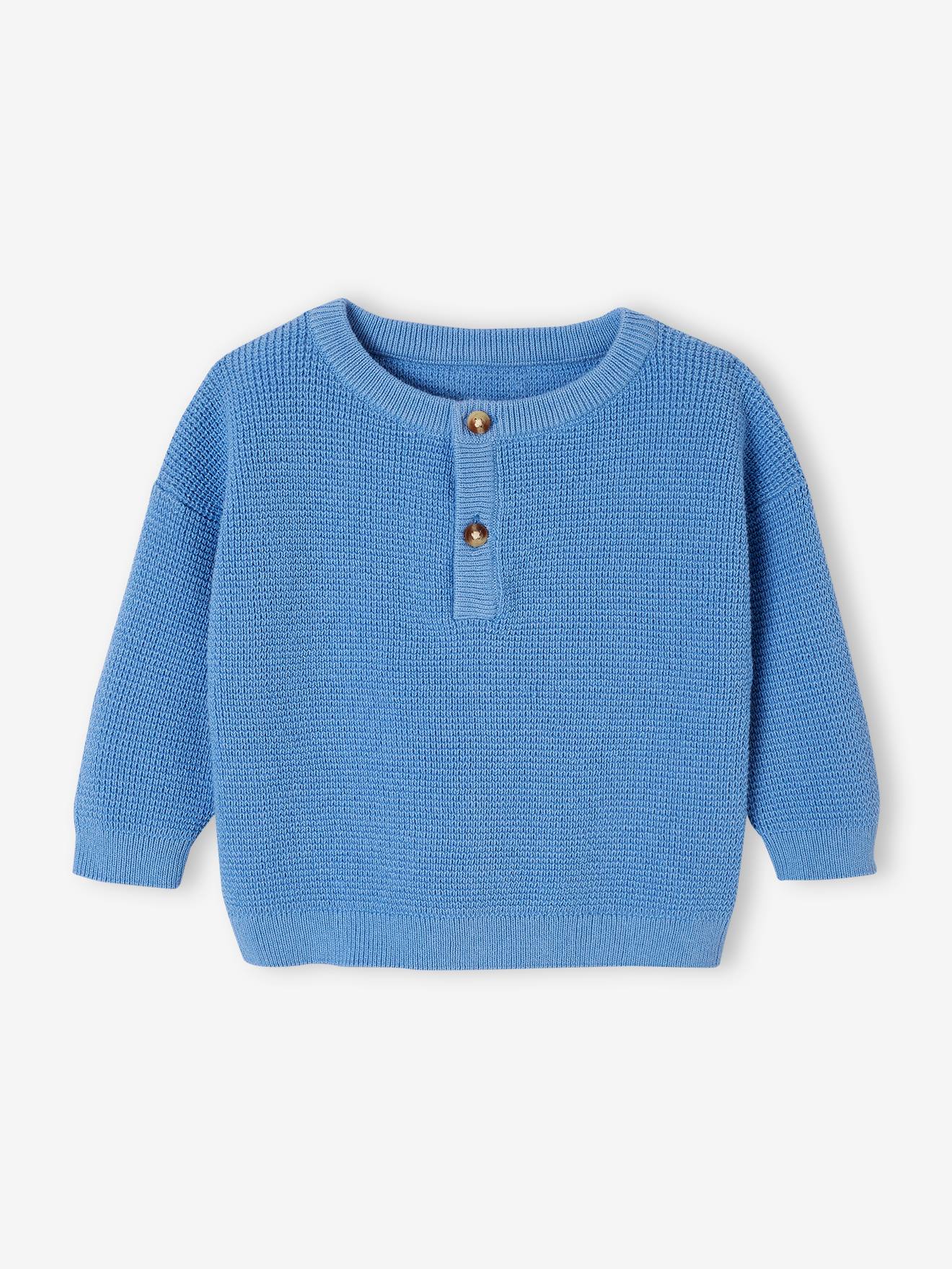 Honeycomb Knit Jumper with Grandad-Style Neckline