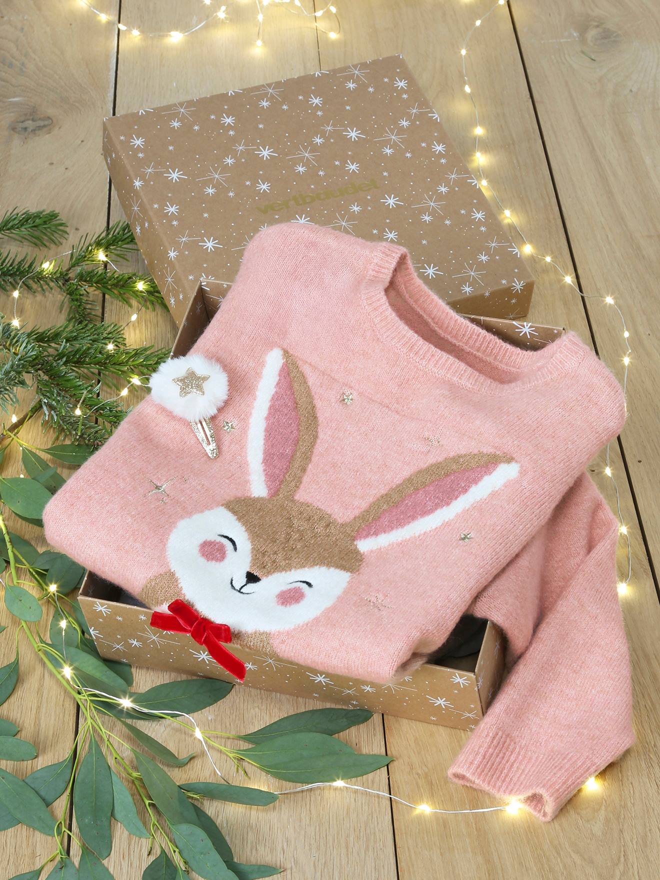 Christmas Gift Box with Jacquard Knit Reindeer Jumper + 2 Scrunchies