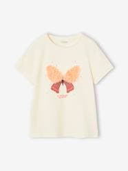 Girls-Tops-T-Shirts-T-Shirt with Shaggy Rags Design & Iridescent Details for Girls