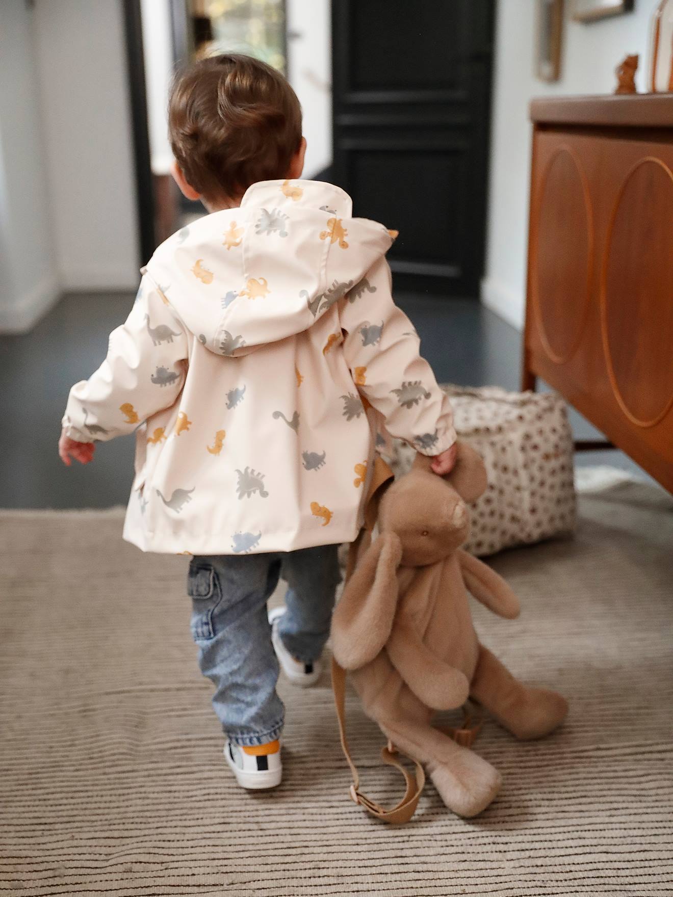 Dinosaur print hooded raincoat