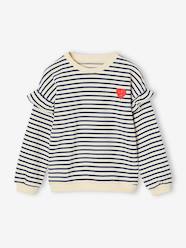 Girls-Cardigans, Jumpers & Sweatshirts-Sailor-type Sweatshirt with Ruffles on the Sleeves, for Girls