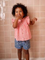 Baby-Denim Shorts with Embroidered Daisies, for Babies