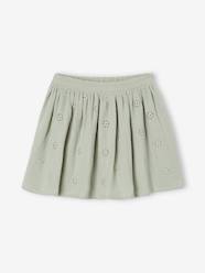 -Broderie Anglaise Skirt in Cotton Gauze for Girls