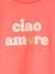 T-Shirt with Message in Flower Motifs for Girls coral+ecru+pale yellow+sky blue 