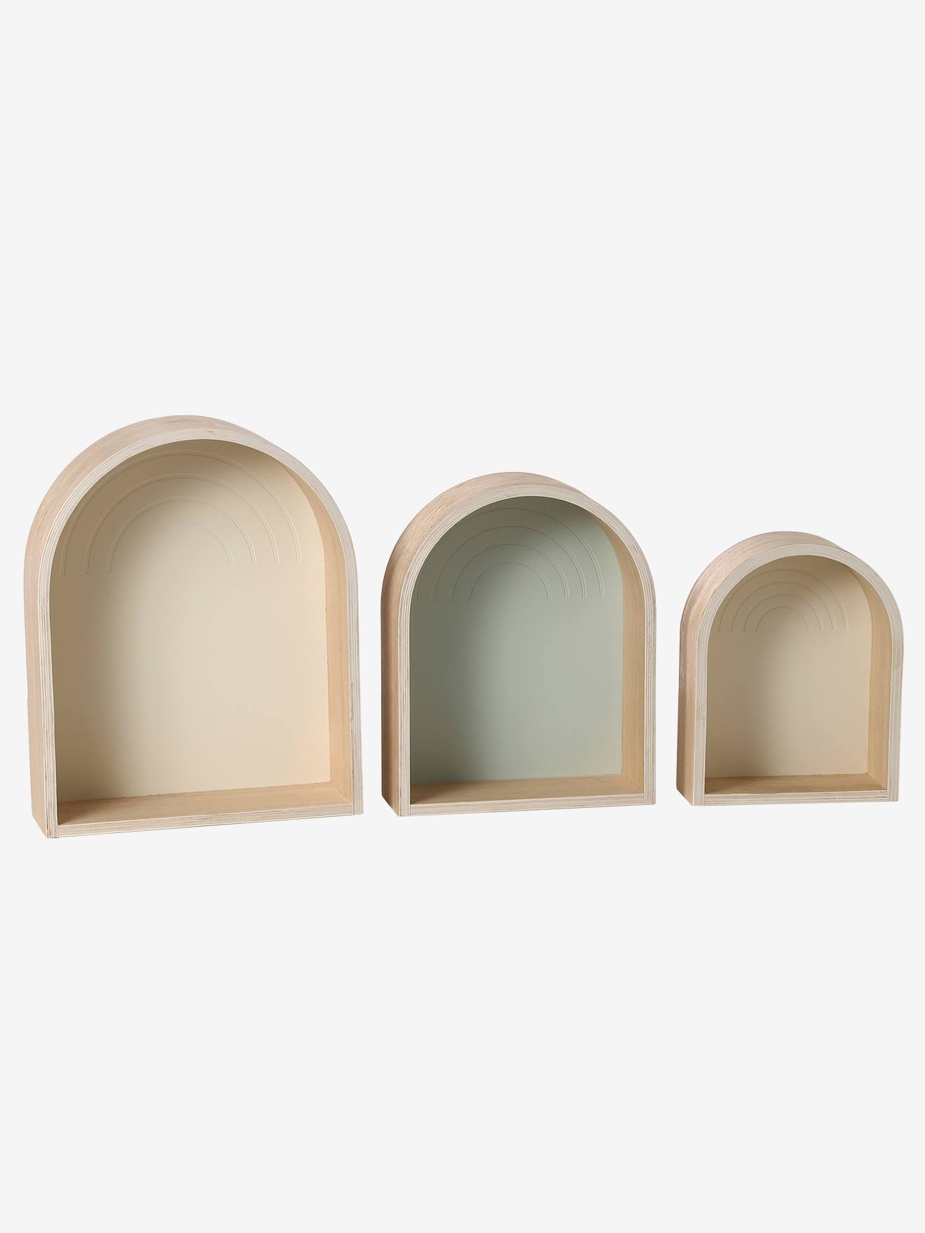 Set of 3 rainbow house shelves sage